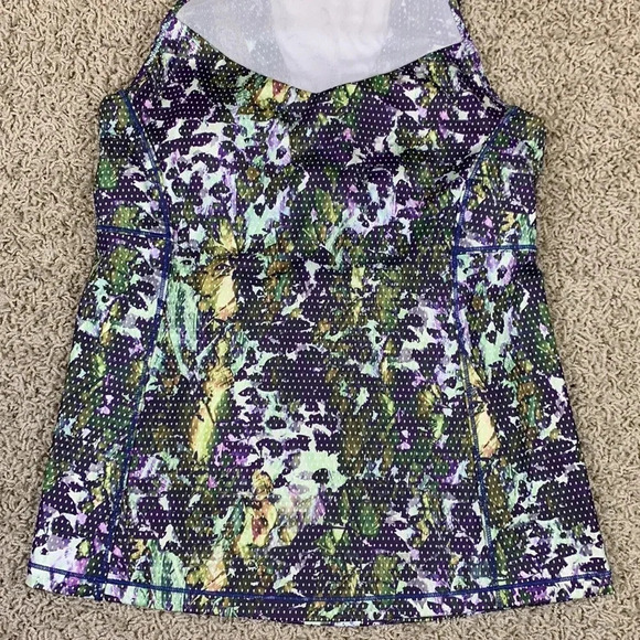 Lululemon purple and green floral running in the city tank sz 8 - Picture 6 of 11